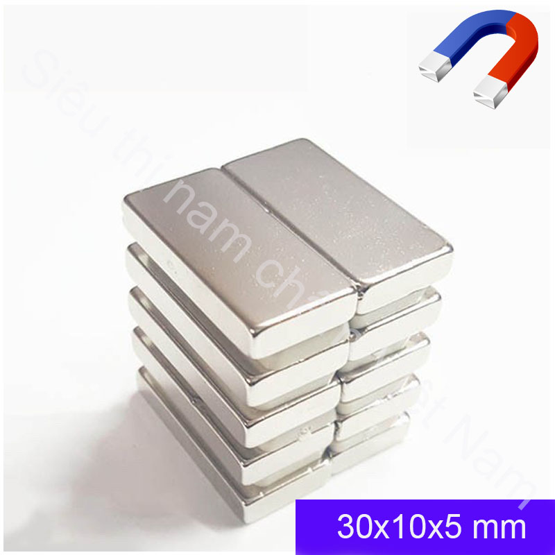 Viên nam châm đất hiếm 30x10x5mm mạ niken