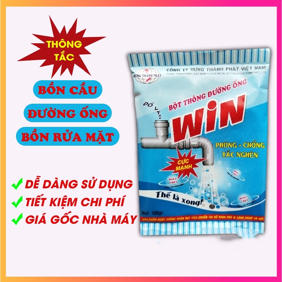 Bột thông tắc cống cực mạnh win, thông tắc bồn cầu, đường ống, bồn rửa mặt, giá gốc nhà máy
