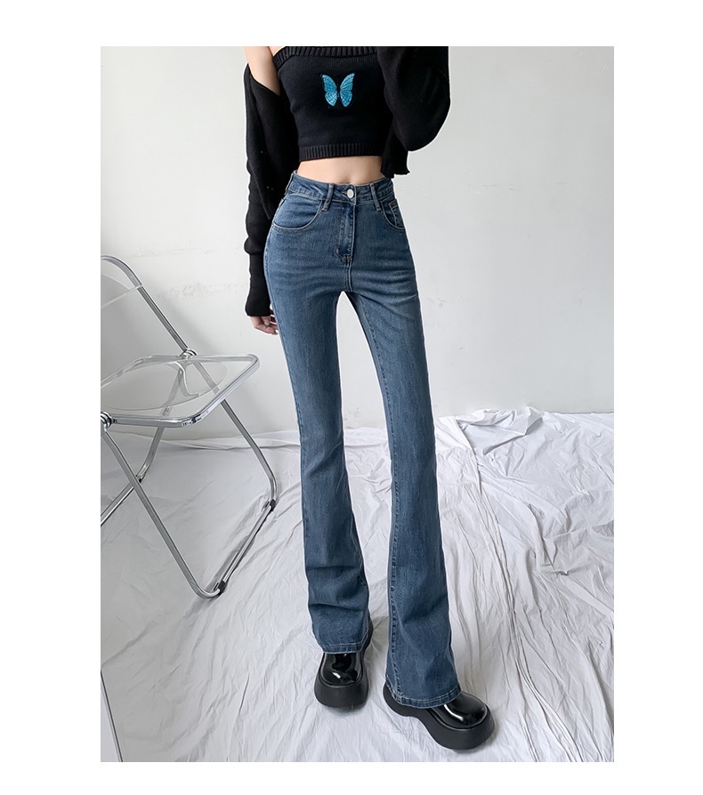 [HCM]Quần Jean Nữ Thời Trang Xanh Đậm Loe THE COOKIES JEANS  FASHION T.CKJDL1 - ÁO THUN TRƠN sz 22