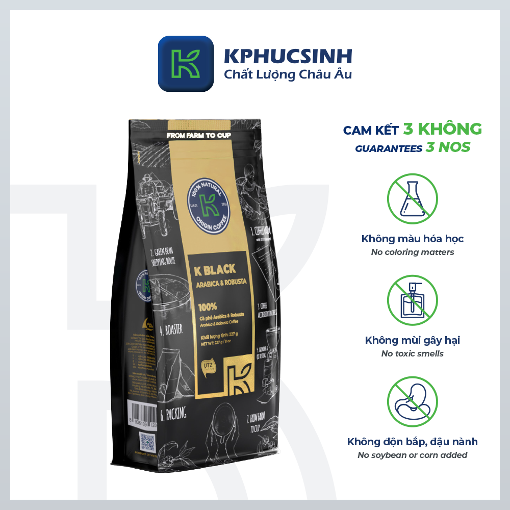 Cà Phê Rang Xay Nguyên Chất K Black 227g - Thương Hiệu K COFFEE