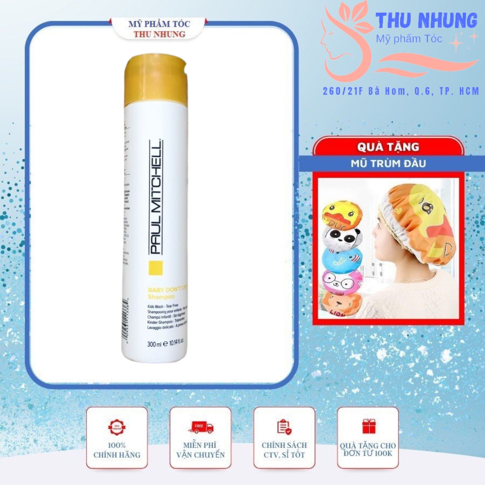 [+Tặng mũ trùm]Dầu gội em bé Paul Mitchell Baby Dontt Cry shampoo 300ml (USA)