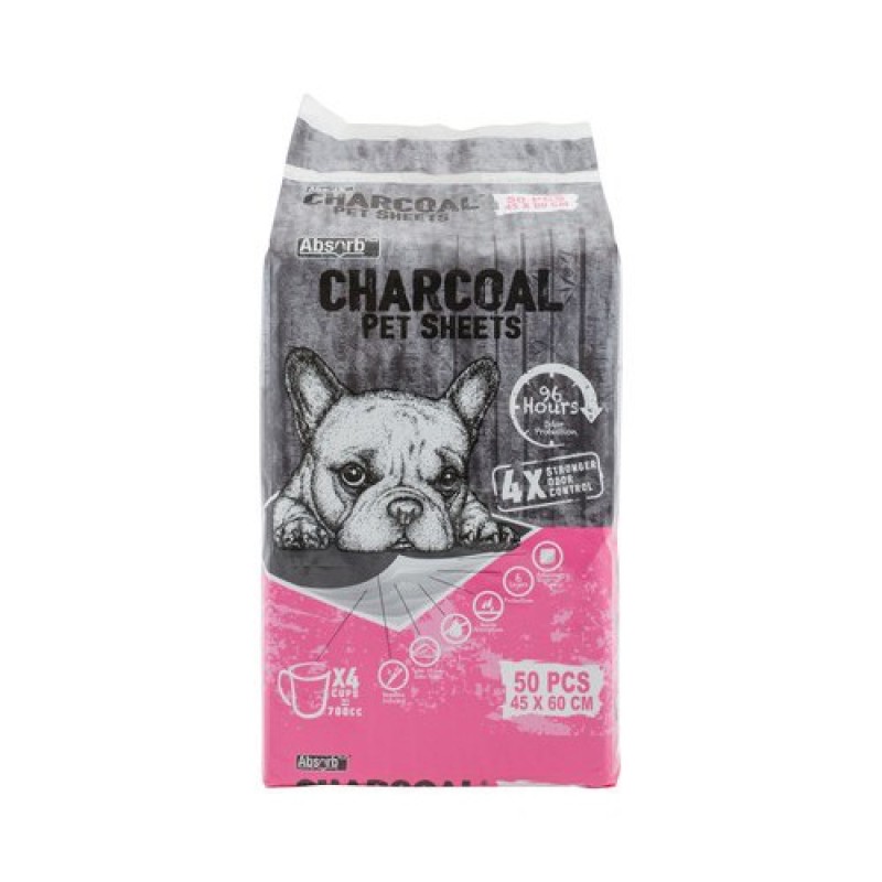 Tấm tã lót vệ sinh than hoạt tính cho chó mèo Charcoal Absorb 45x60cm gói 50 cái