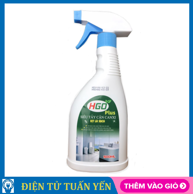 Dung dịch HGO Plus tẩy cặn canxi nhà tắm, tẩy sạch vách kính, vòi inox, bồn sứ, lavabo - Hàng chính hãng