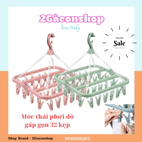 Móc chùm nhựa phơi đồ gấp gọn 32 kẹp size đại