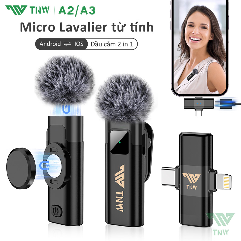 TNW A2/A3 Micro Thu Âm Không Dây Cài Áo Mic Thu âm livestream 2 Trong 1 micro không dây Micro Lavalier Không Dây