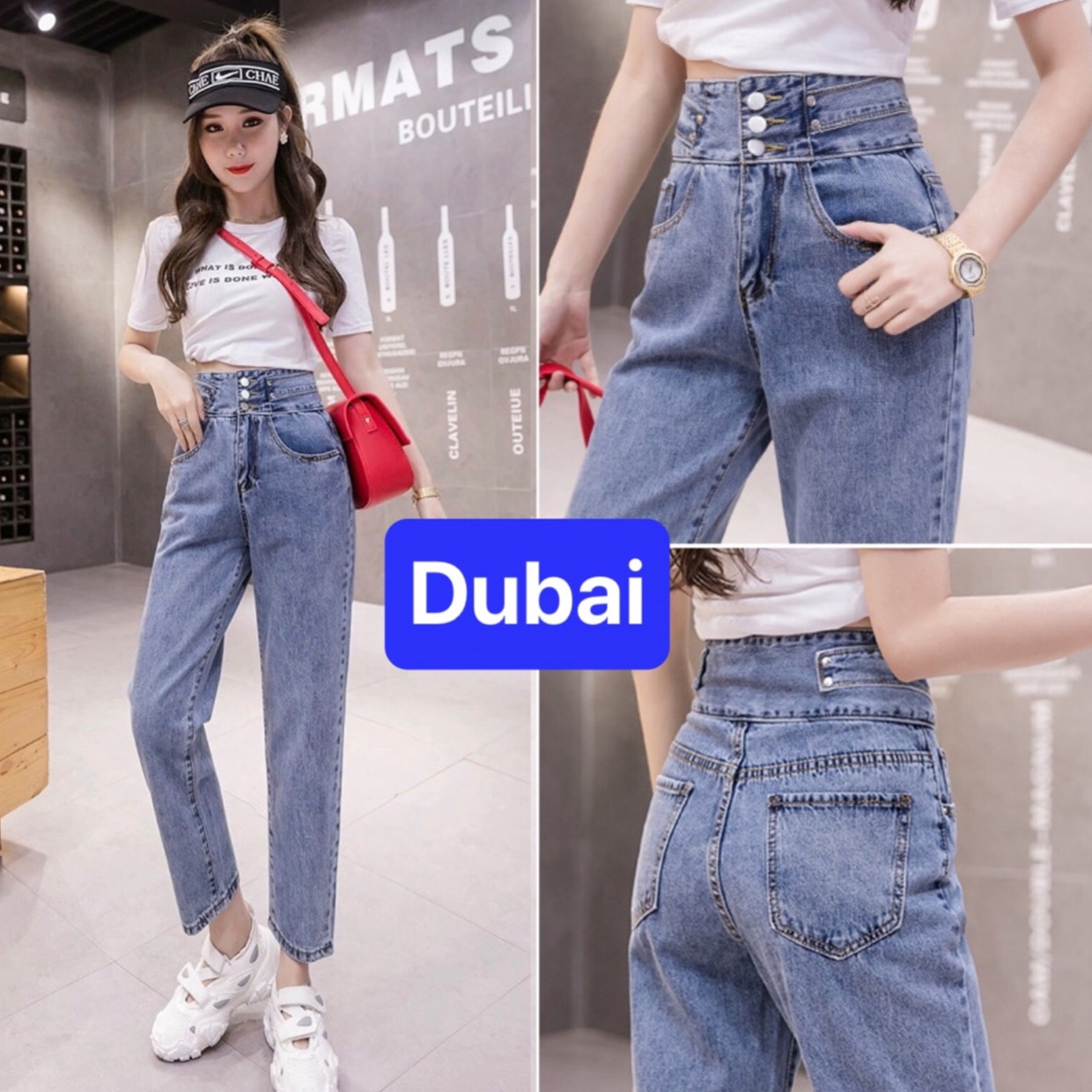 QUẦN JEAN BAGGY NỮ XANH CHẤT BÒ XANH 3 CÚC BẢN TO KIỂU MỚI DB-396 NHẬT BẢN HOT TREND LƯNG CAO NÂNG MÔNG - DUBAI FASHION