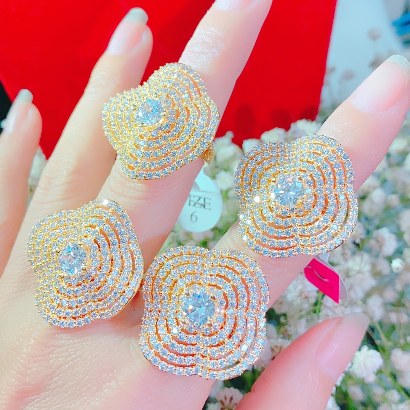 Nhẫn nữ đính đá sapphire nhân tạo lấp lánh - N101101 JURI SHOP - Không đen không dị ứng - Có đủ size cam kết đổi trả nếu không vừa