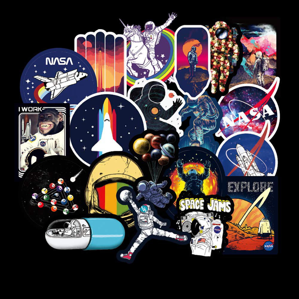 Set 30-80 Sticker NASA ảnh decal hình dán ép lụa