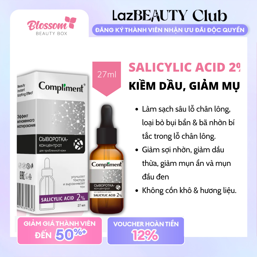 Serum BHA Salicylic Acid 2% Compliment giảm dầu mụn (27ML)