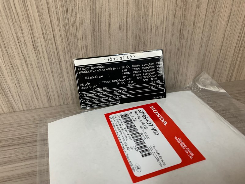 Tem thông số lốp AB 125 zin (1 Miếng)