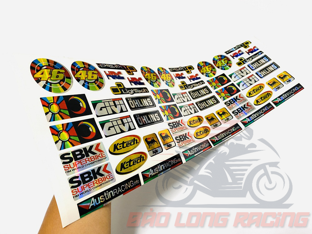 Combo 60 tem Decal trang trí xe máy ,moto,oto siêu Đẹp..decal 7 màu