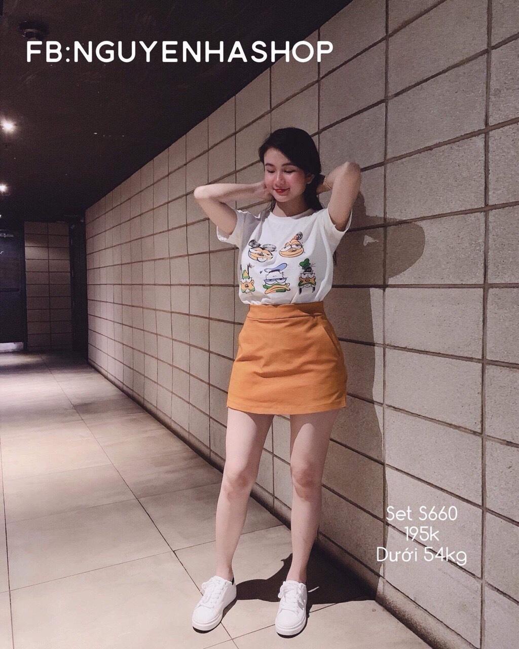 Set áo kèm chân váy cát hàn thời trang lđ 2019