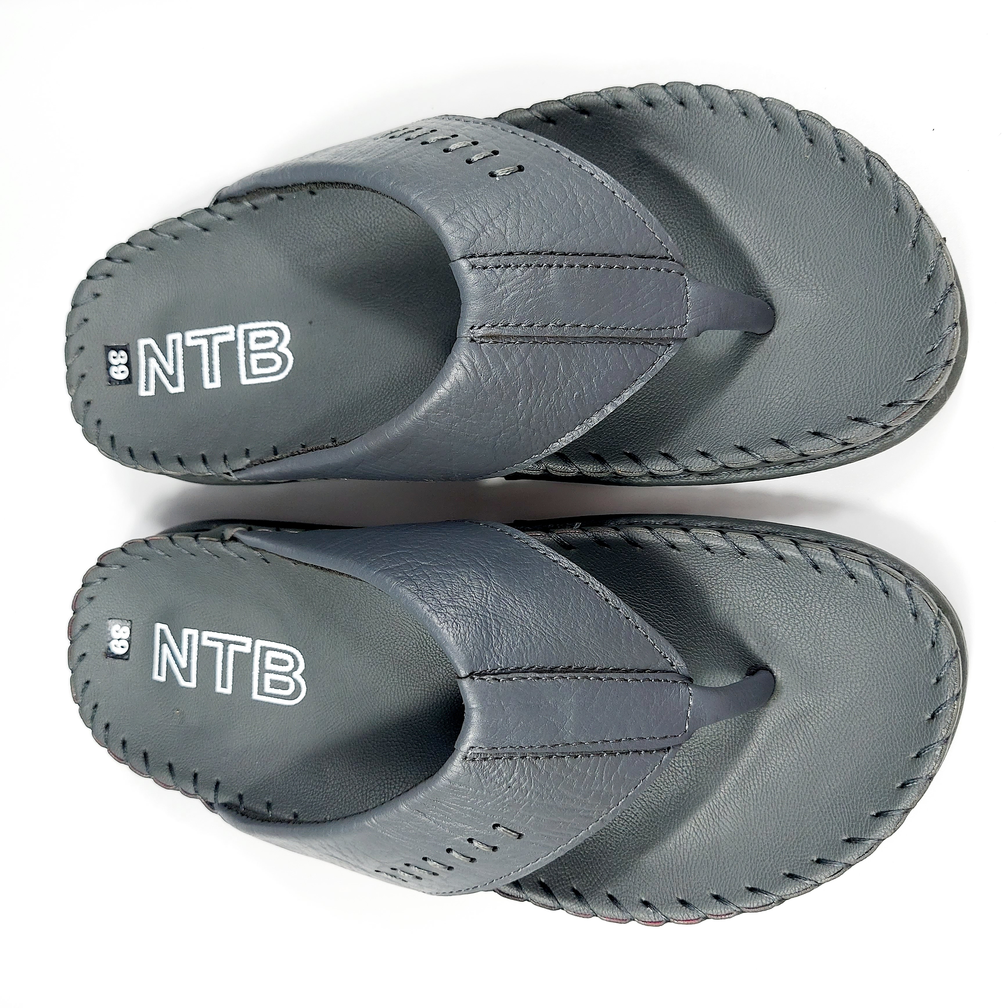 [HCM]DÉP KẸP NAM DA BÒ NTB.K7X ( ĐEN XÁM)