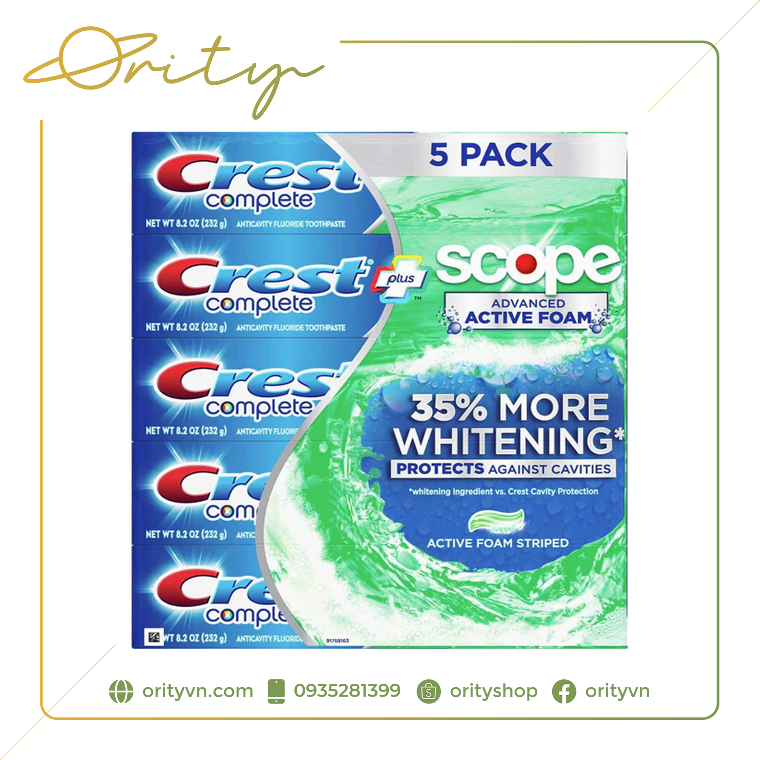 [Chính hãng] Kem đánh răng Crest 3D White Radiant Mint