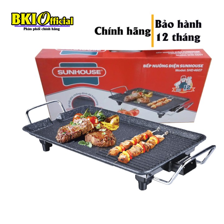 BẾP NƯỚNG ĐIỆN KHÔNG KHÓI VÂN ĐÁ SUNHOUE SHD4607 CÔNG SUẤT 1500W CÓ CHẾ ĐỘ TIẾT KIỆM ĐIỆN - BẾP NƯỚNG SUNHOUE CHỐNG DÍNH CHỐNG SÉT GỈ AN TOÀN TUYỆT ĐỐI BH 1 NĂM SỬ DỤNG