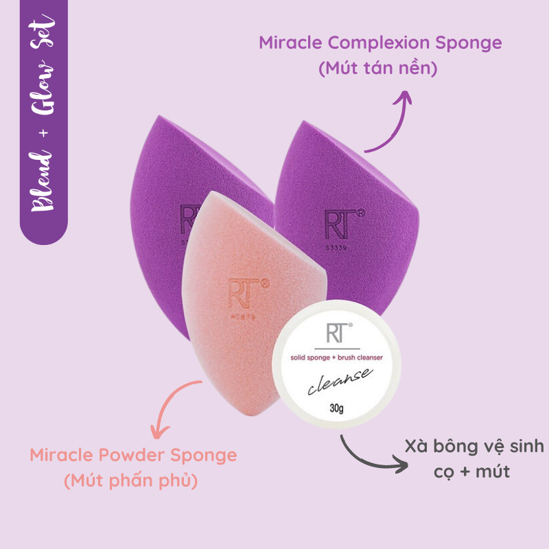 [HCM]Bộ Mút Trang Điểm Real Techniques Blend Glow Set
