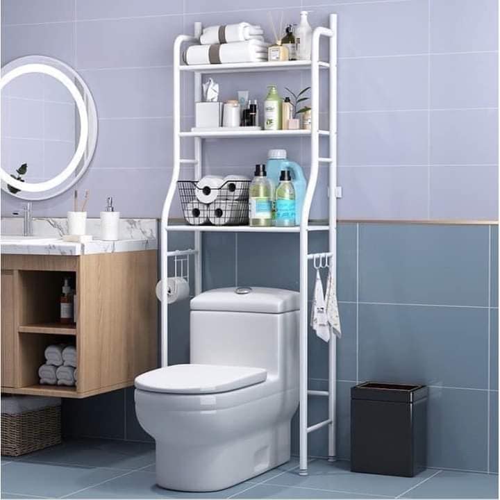 Kệ 3 tầng để đồ trên bồn cầu thông minh - kệ sau tolet-kệ để sau tolet 3 tầng -kệ sau toilet-kệ để đồ trên tolet khung sắt-kệ để đồ phòng vệ sinh thông minh -nội thất nhà tắm-kệ 3 tầng để đồ phía trên bồn cầ