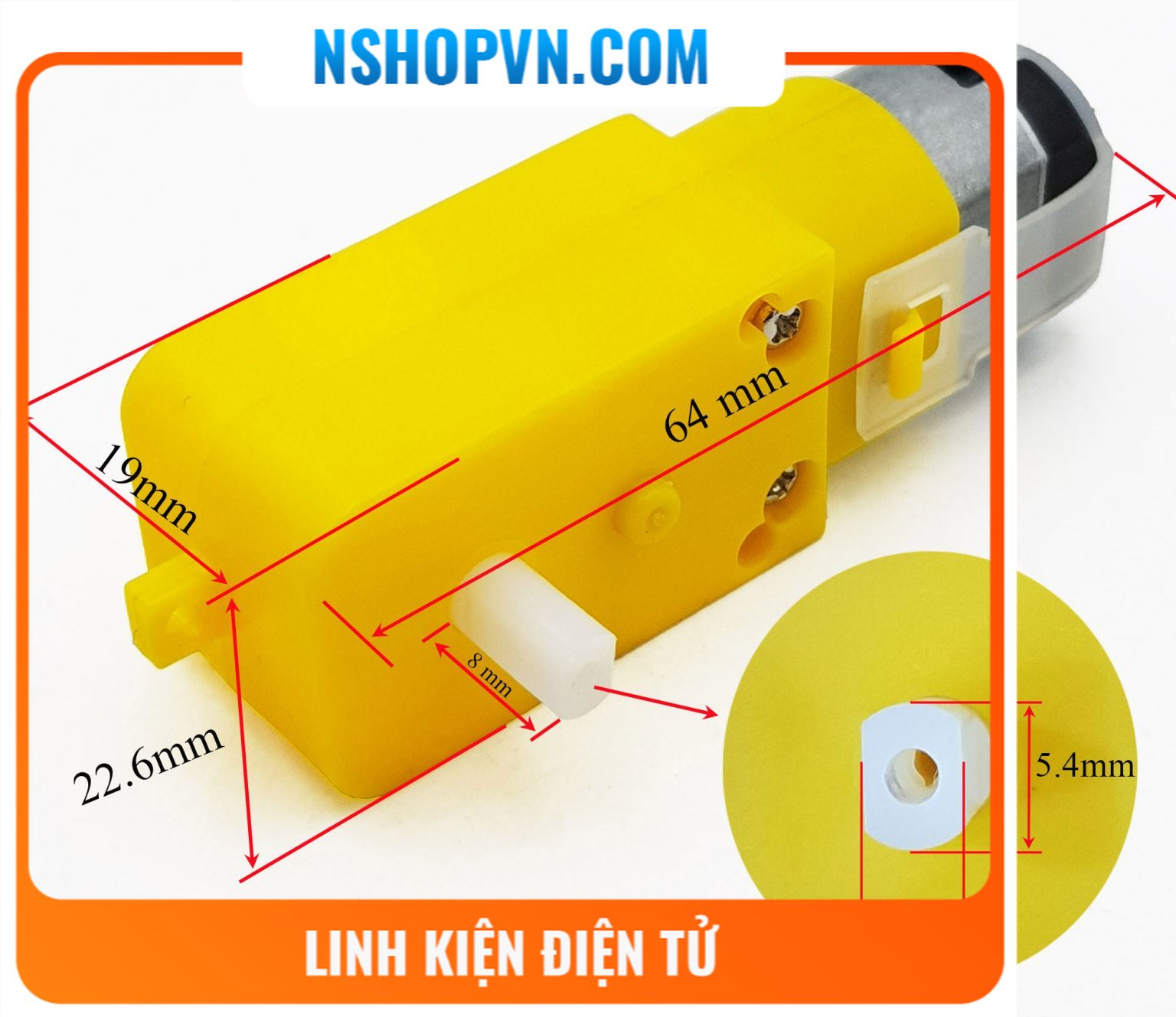 Động cơ dc giảm tốc vàng 2 trục 1:48