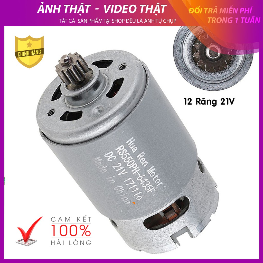 Motor 550 thay thế cho máy khoan pin kèm sẵn bánh răng