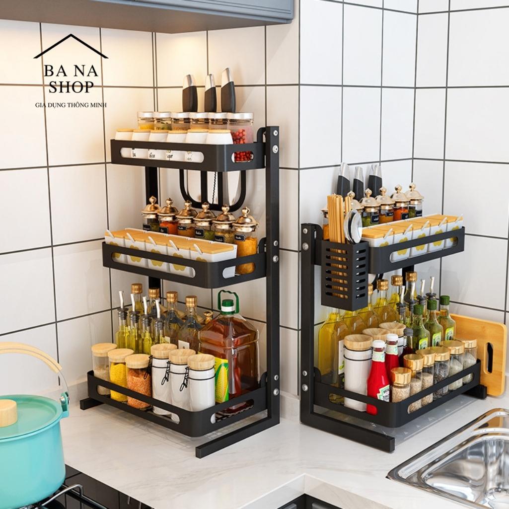 Kệ để đồ nhà bếp , kệ gia vị 2 tầng 3 tầng nhà bếp sơn tĩnh điện cao cấp