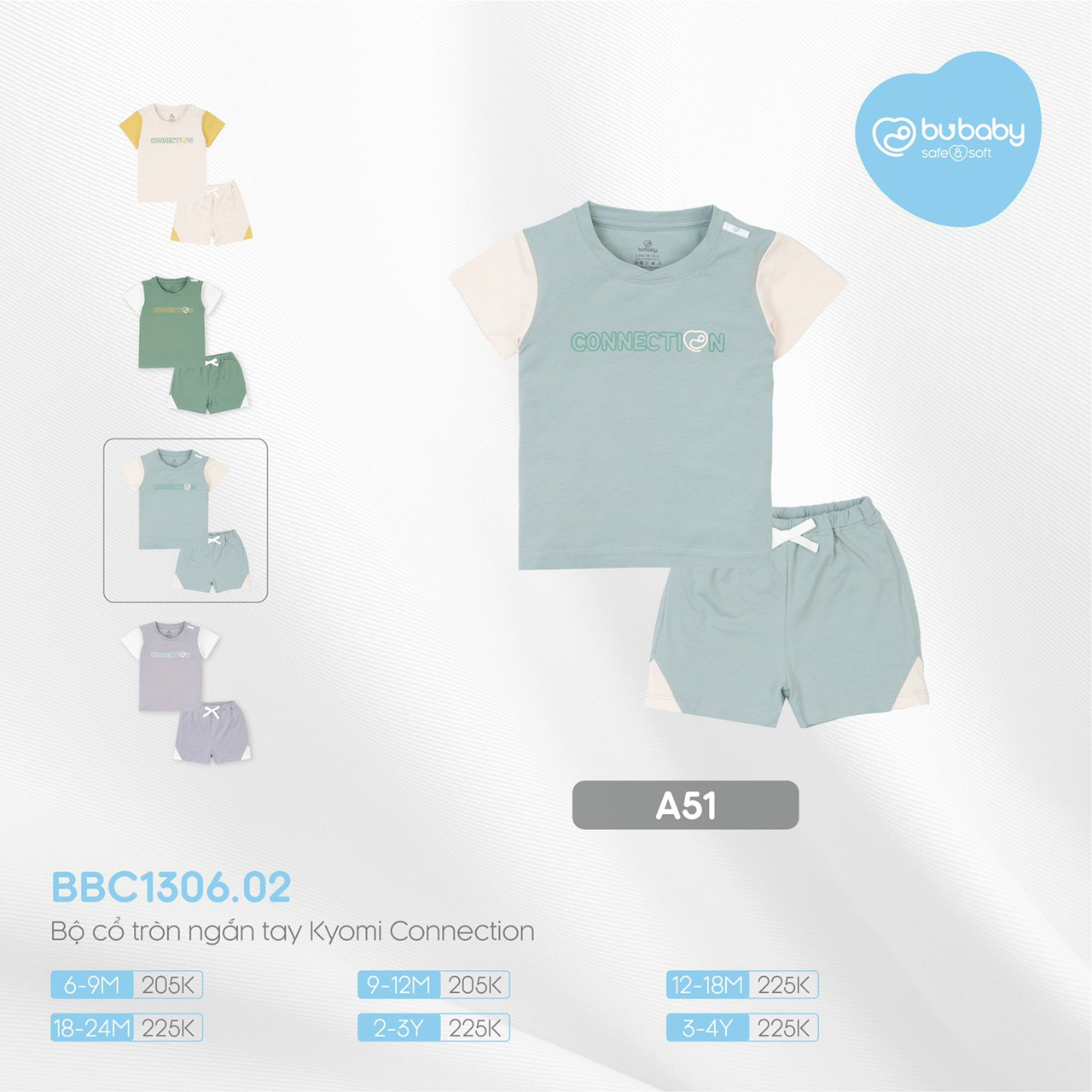 Bộ cộc tay Bu baby Kyomi Connection cho bé 6m - 4Y