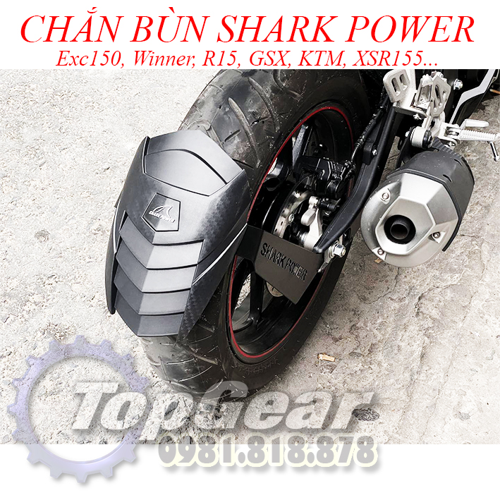 Chắn Bùn Shark Power - Chân Sắt 2 Bên, Lắp Nhiều Dòng Xe