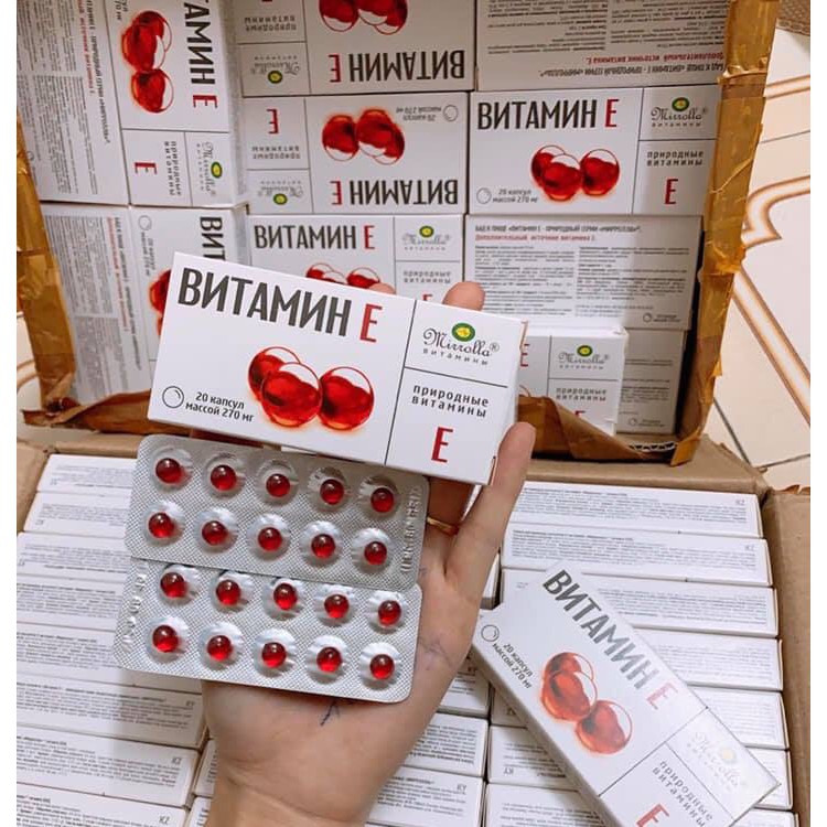 [HCM]Vỉ 20 Viên Vitamine E Đỏ Nga 400mg Mirrolla - Vitamin e đỏ - Vitamin