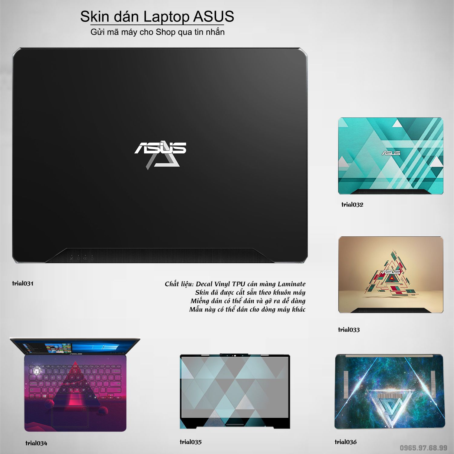 Decal Skin dán Laptop Asus mẫu Đa giác (inbox mã máy cho shop)
