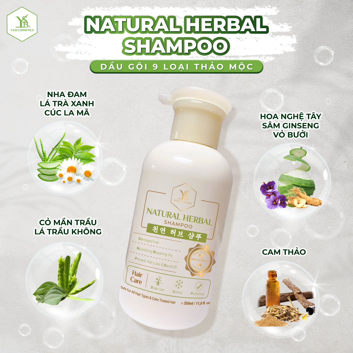 [HCM][YSB Cosmetics] Dầu gội đầu Thảo Mộc NATURAL HERBAL SHAMPOO