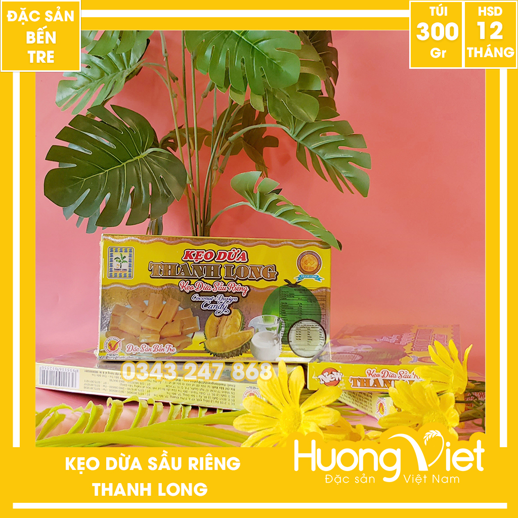 Kẹo dừa sầu riêng Thanh Long 300gr kẹo dừa bến tre chính hãng