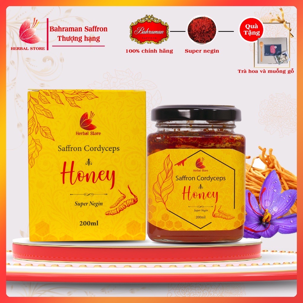 HỘP QUÀ TRÀ MẬT ONG SAFFRON KÈM THẢO MỘC