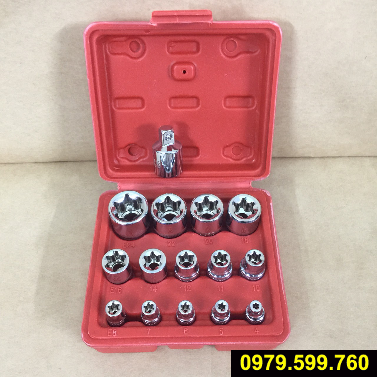 Bộ khẩu tuýp E 14 chi tiết vặn bulong sao