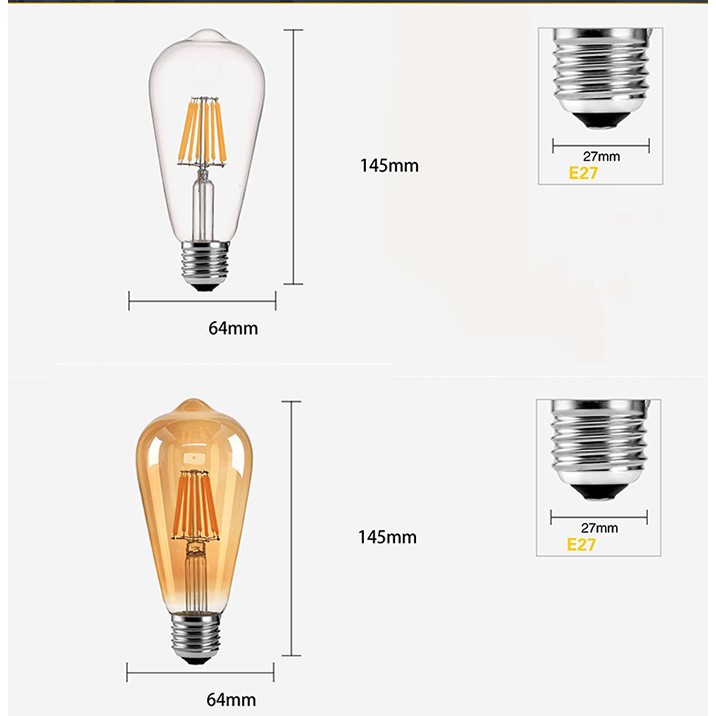 Bộ 3 bóng đèn Led Edison ST64 6W đui E27