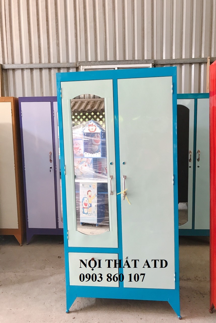 [HCM]Tủ sắt quần áo 2 cánh  giá rẻ tủ đẹp dày dặn 1m6x90