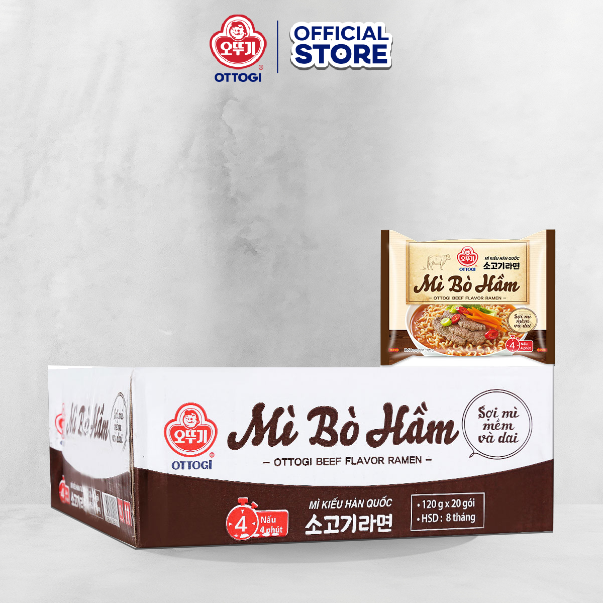 [Thùng 20 gói] Mì Bò Hầm Otoki 120gx20