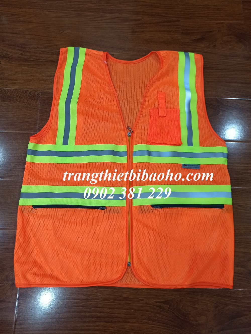 Áo phản quang lưới dây kéo có túi đựng bút