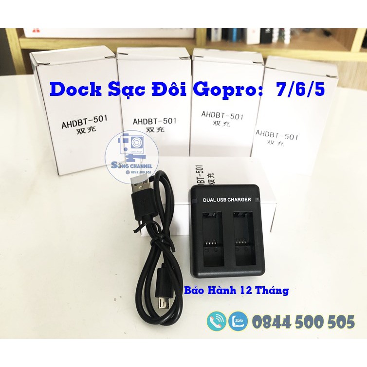Dock Sạc Đôi Cho Gopro 5/6/7 [SỐNG CHANNEL]