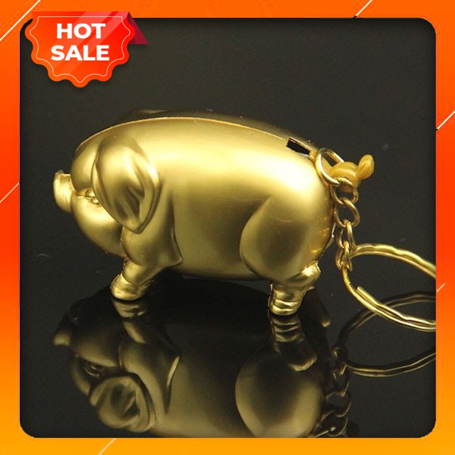 Hột Quẹt Bật Lửa Gas Móc Khóa Con Heo Vàng