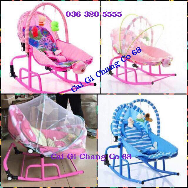 GHẾ RUNG GHẾ NHÚN CHO BÉ HÀNG CAO CẤP CÓ NHẠC VÀ MÙNG CHỐNG MUỖI