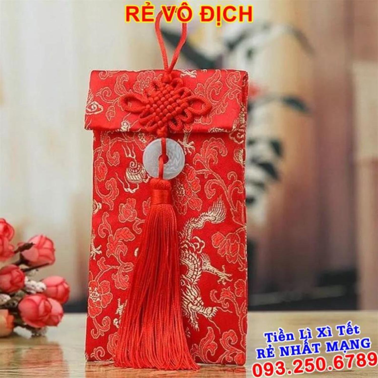 {TRỢ GIÁ} Bao lì xì gấm - HOA VĂN RỒNG NGỌC BỘI DỌC