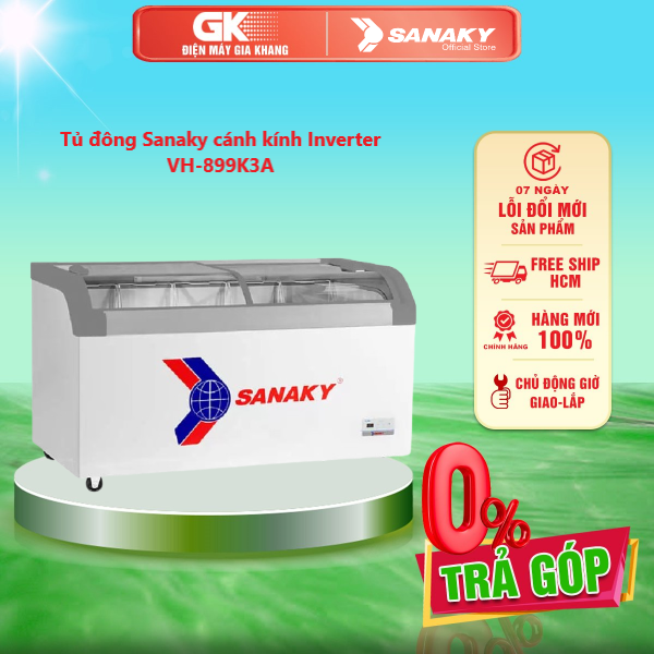 Tủ đông sanaky vh-899k3a inverter mặt kính cong 500l - giao toàn quốc - freeship hcm