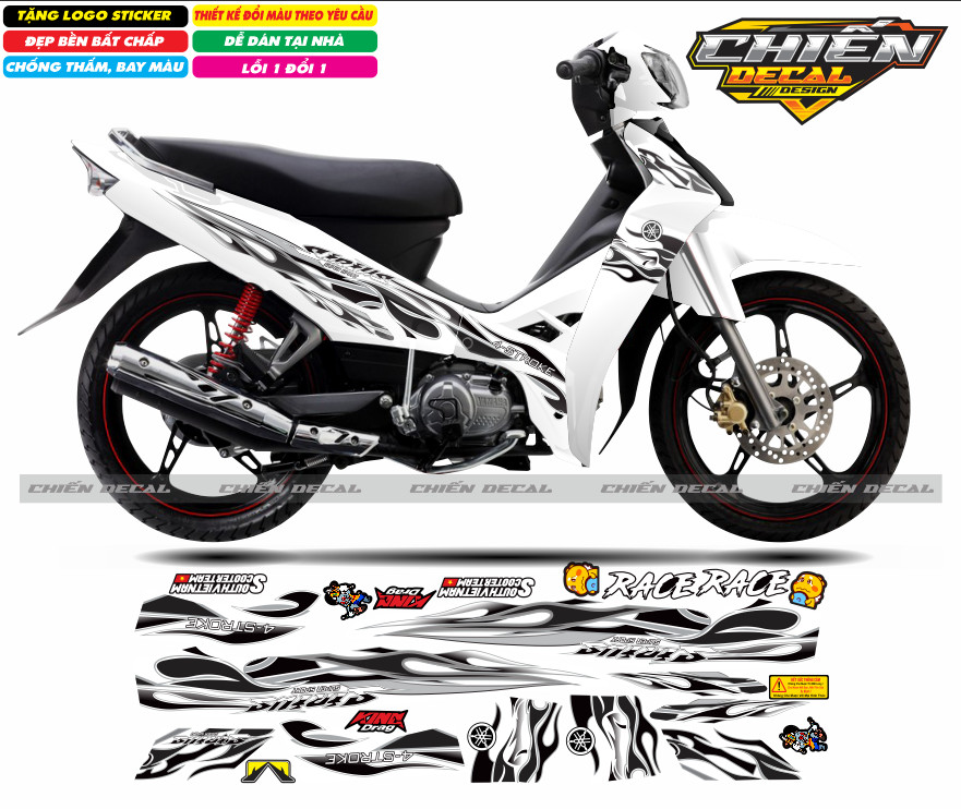 Tem rời xe sirius 110cc - 50cc mẫu tem lửa nhiều màu lựa chọn