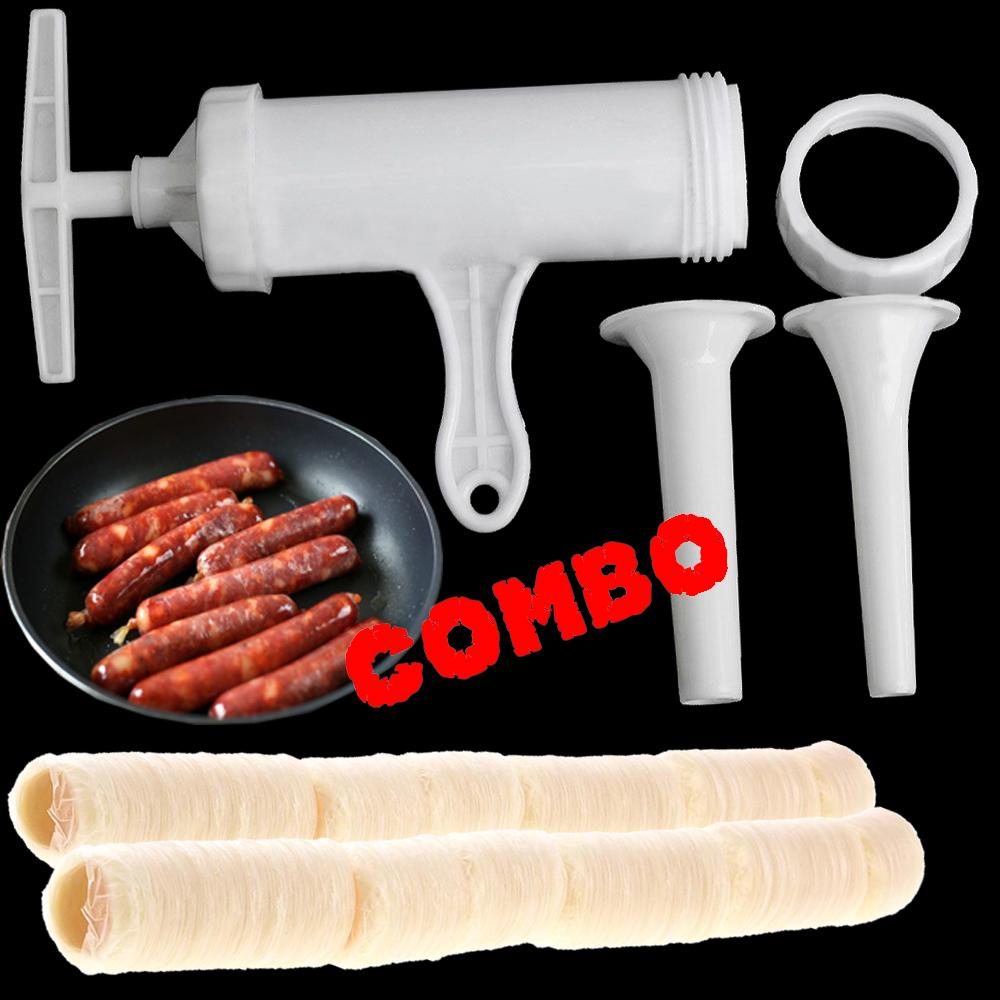 Combo 1 Bộ ống nhồi xúc xích + 2 cuộn vỏ xúc xích Collagen Loại 1 NDX Viscofan