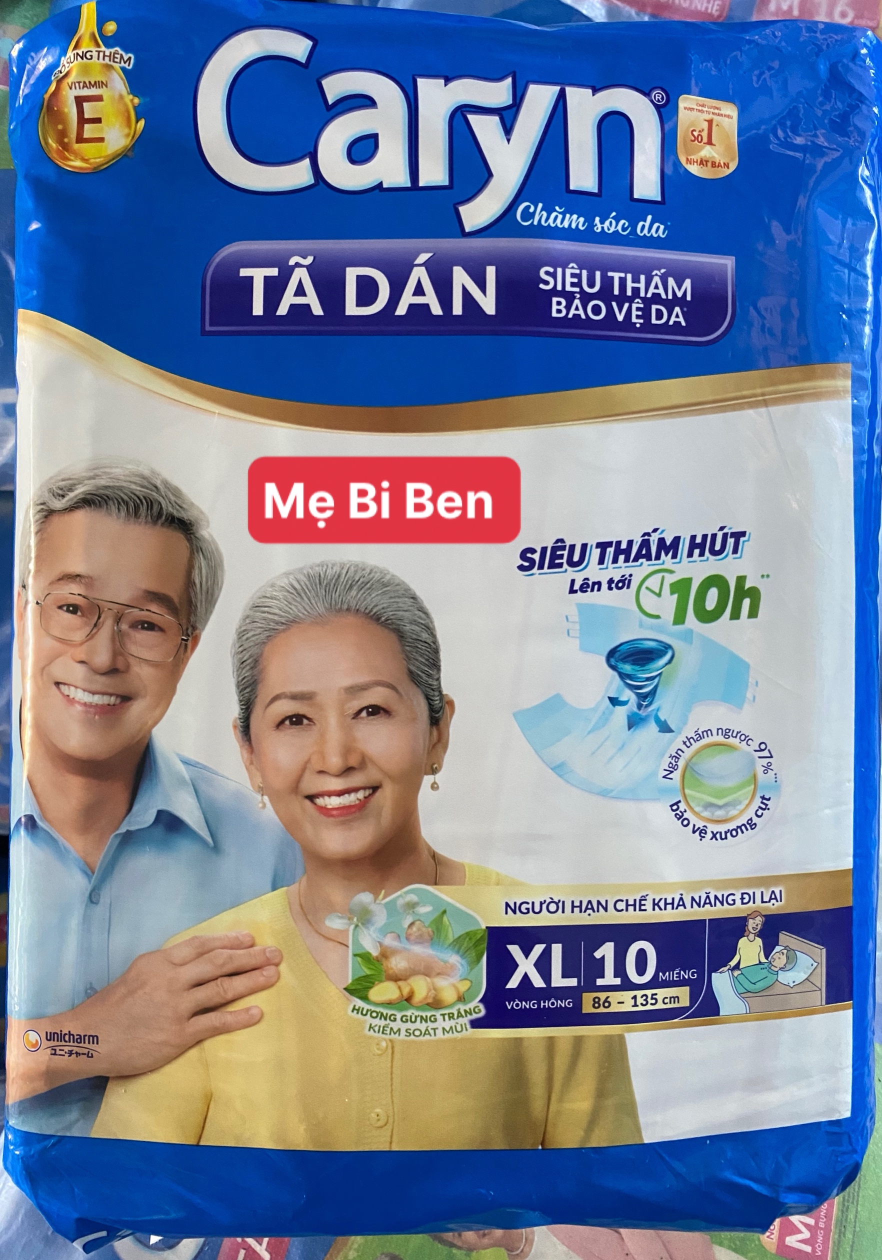 Tã bỉm dán người lớn caryn siêu thấm size xl10/20 miếng