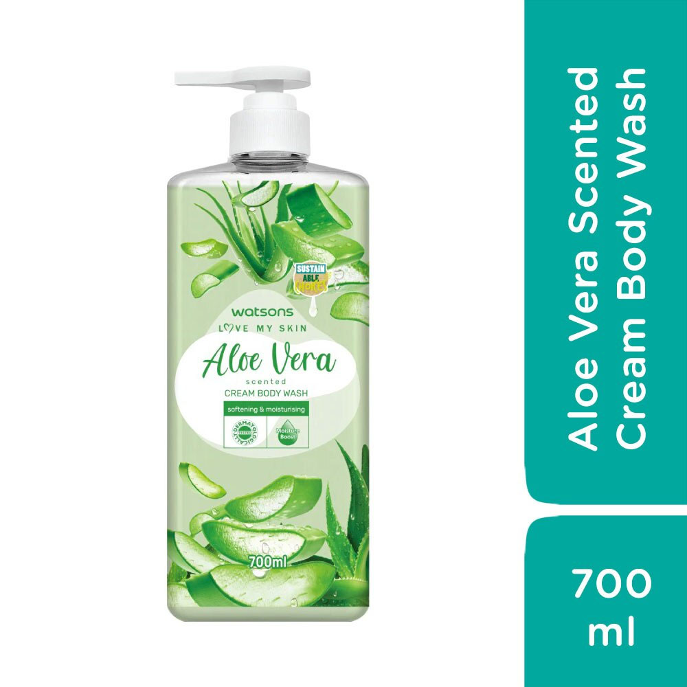 Kem Tắm Watsons Love My Skin Aloe Vera Scented Cream Body Wash 700ml