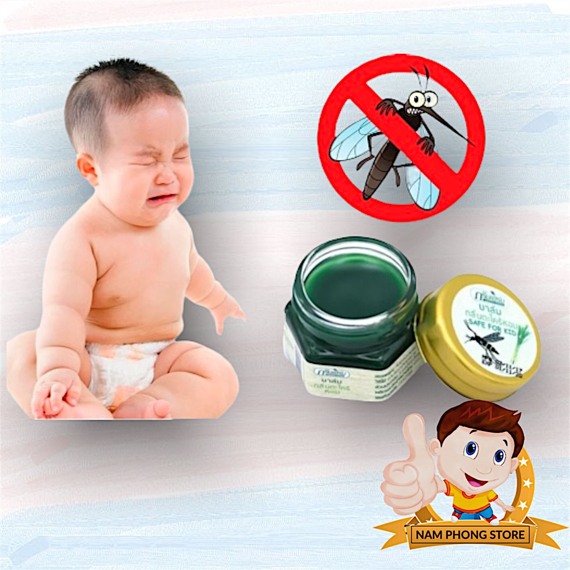 (Nội địa) Cù là đuổi muỗi Green Herb Thái Lan 10g nắp thiếc