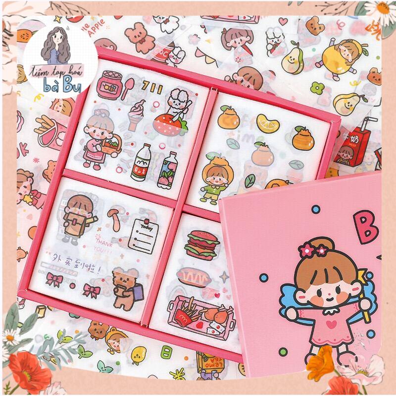 [BÉ DÂU] Hộp 100 tờ stickers giấy không trùng mẫu siêu dễ thương