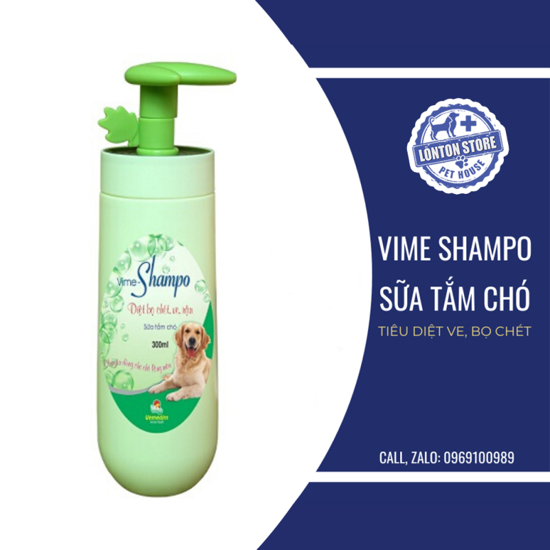 Sữa tắm chó mèo Vime Shampoo diệt ve chó (lông màu). Vemedim & Lonton store Dầu tắm chó mèo Vime Shampo