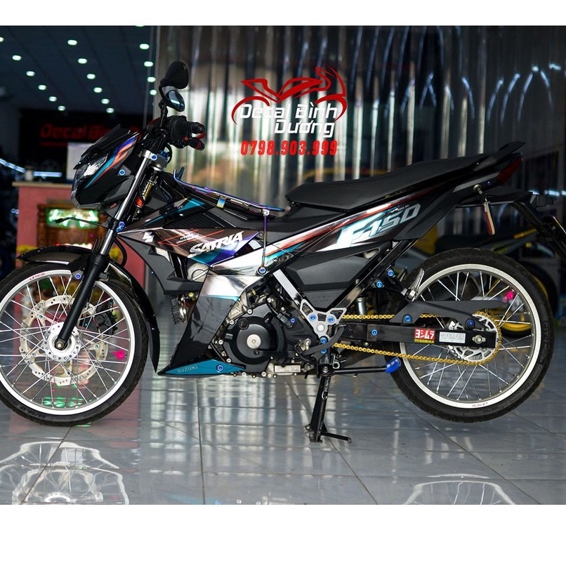 Tem rời Satria Fi Crom cao cấp dán xe đen