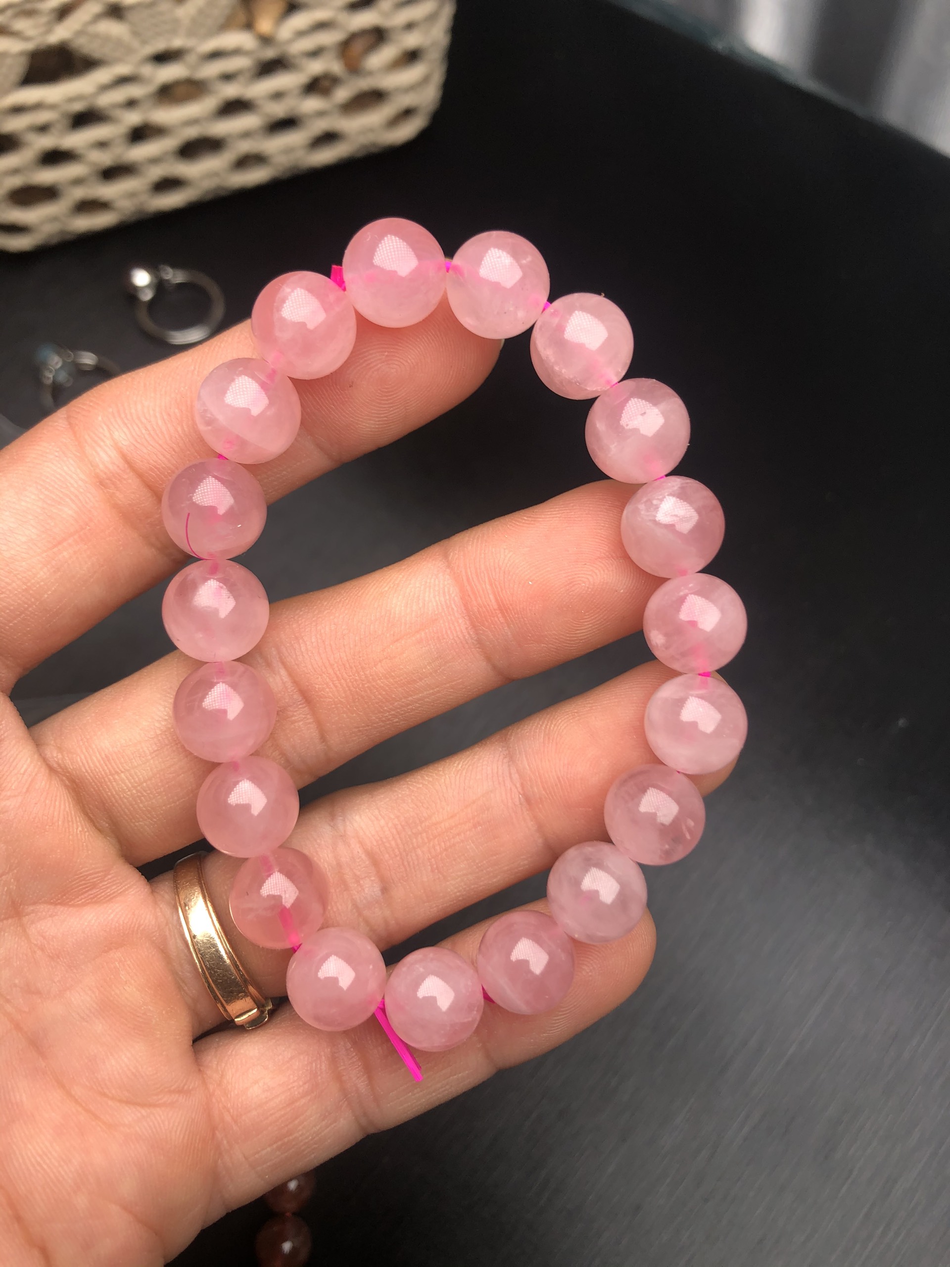 [FreeshipMAX] vòng tay đá thạch anh hồng loại đẹp 10mm